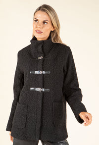 Buckle Front Soft Boucle Coat