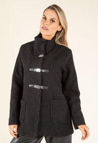 Buckle Front Soft Boucle Coat