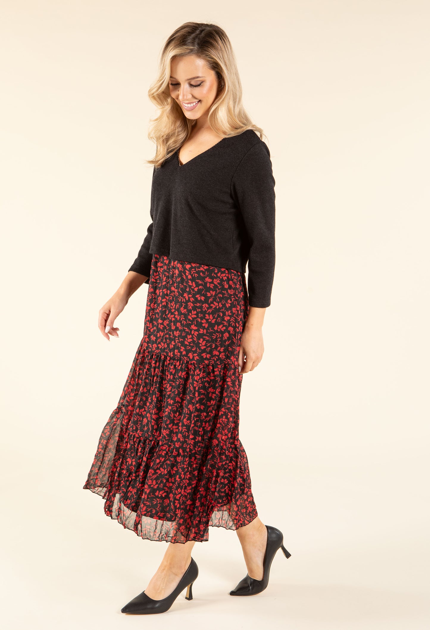 2 in 1 Look Floral Dress