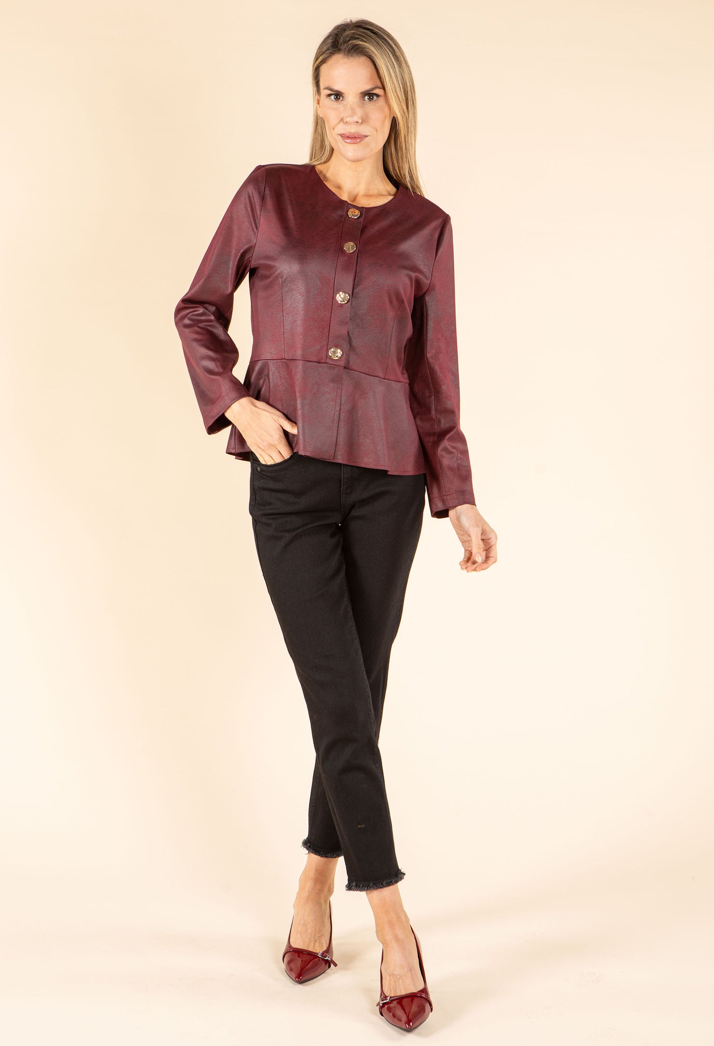 Vintage Leather Peplum Jacket