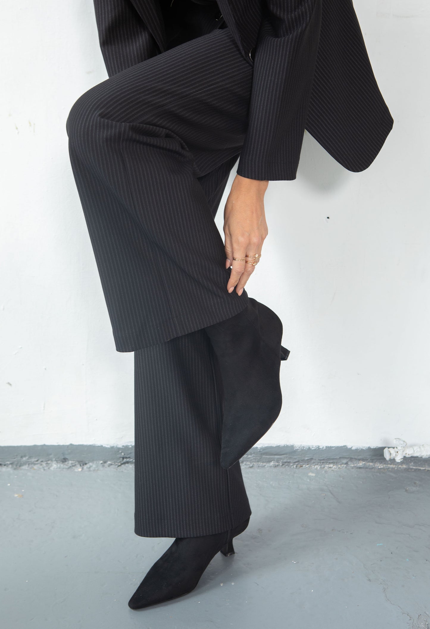 Chain Detail Pinstripe Trousers