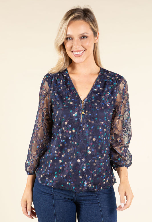 Polka Dot Lace Blouse