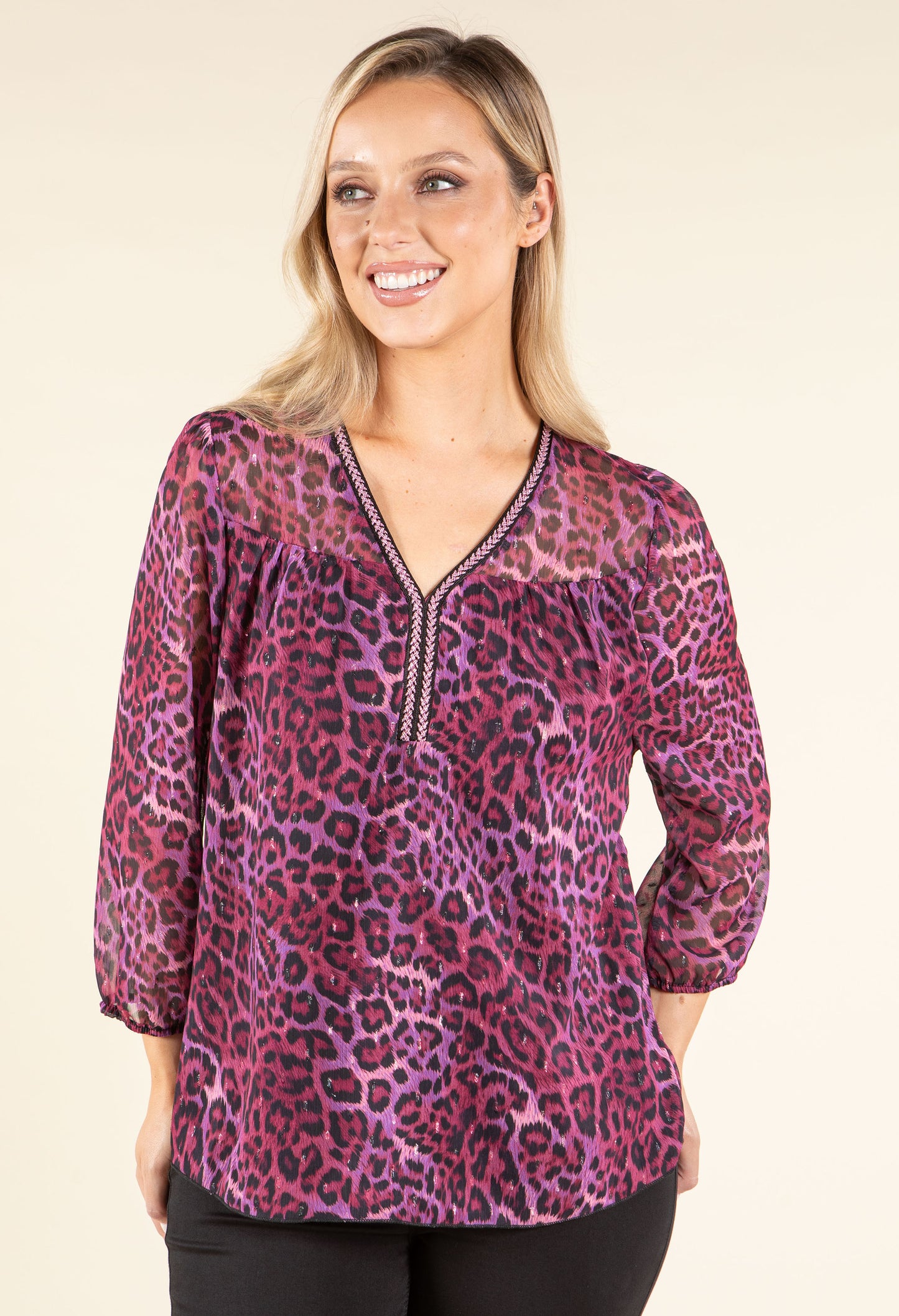 Leopard V-Neck Blouse