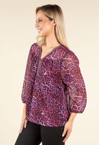 Leopard V-Neck Blouse