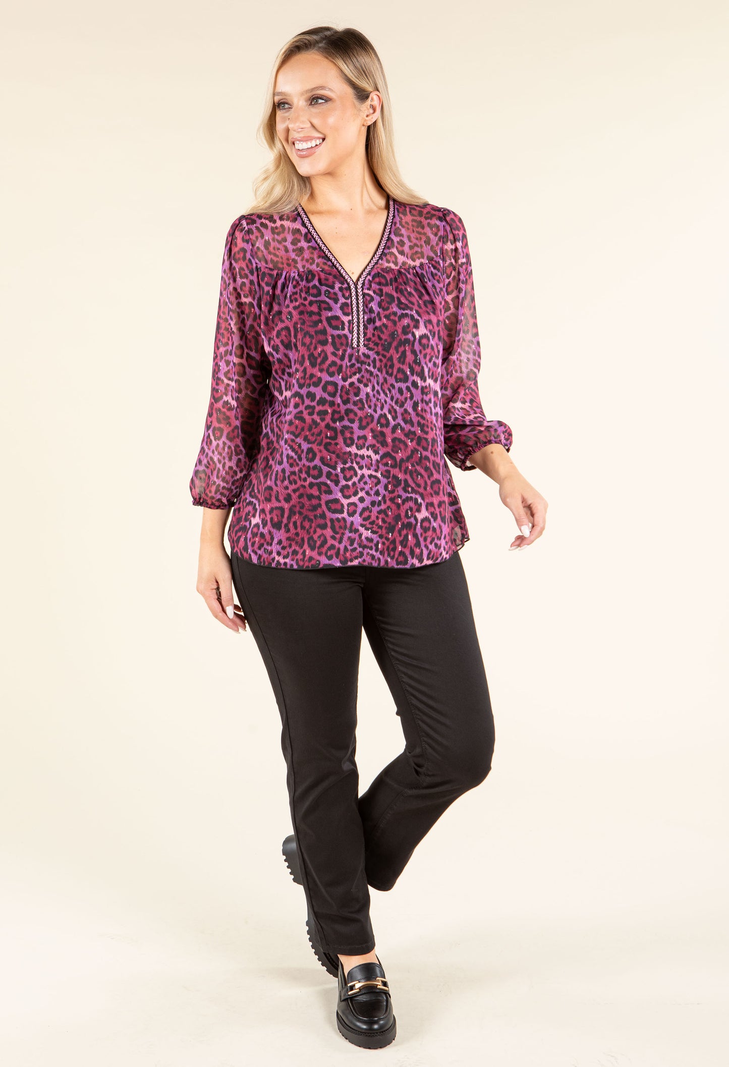 Leopard V-Neck Blouse