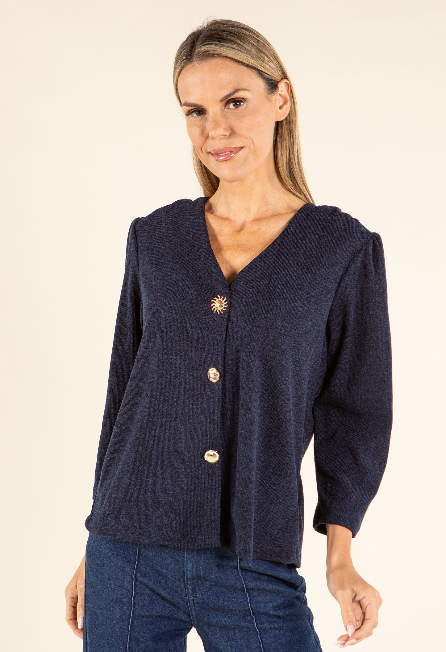 Gold Button Knit Cardigan