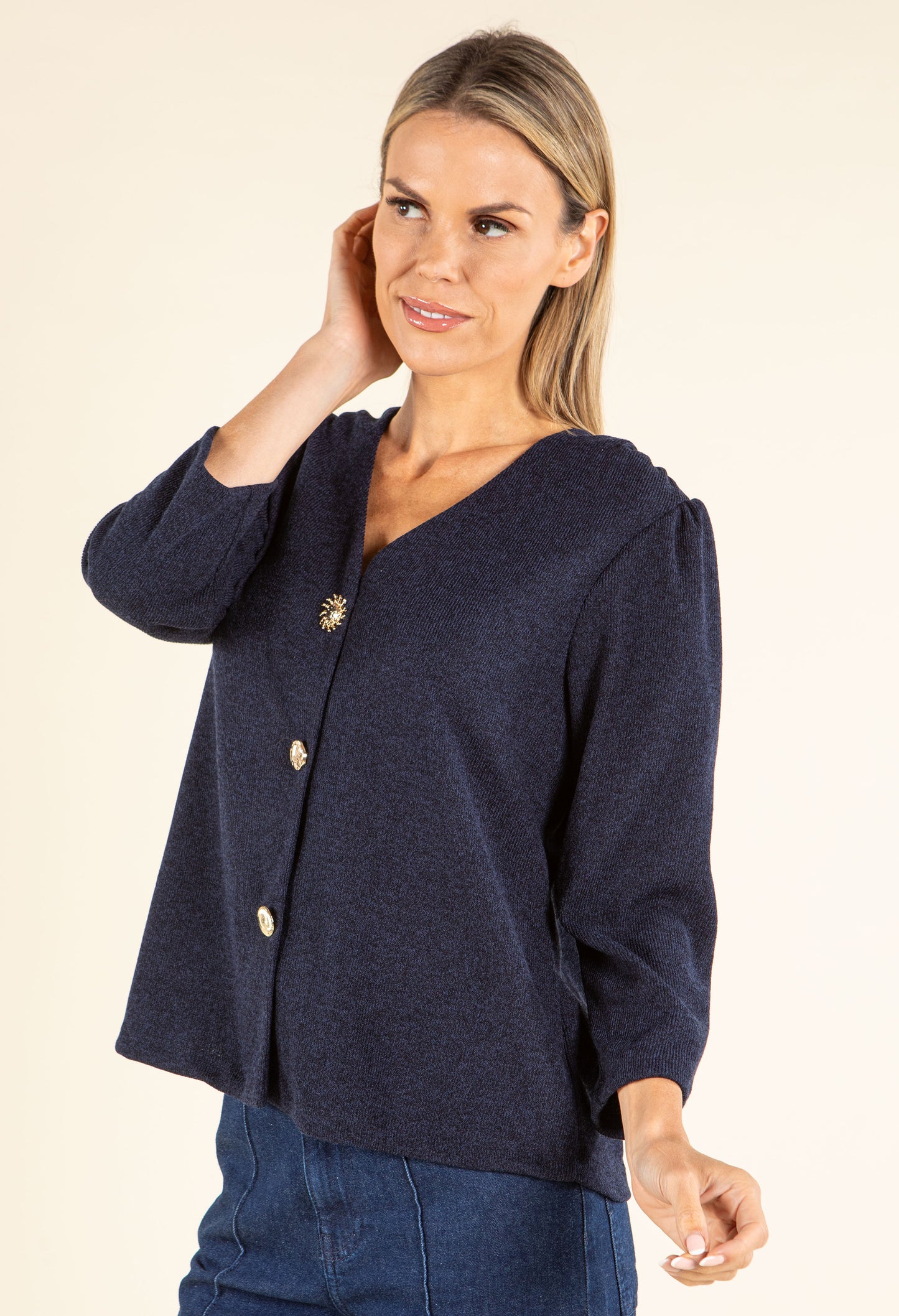 Gold Button Knit Cardigan