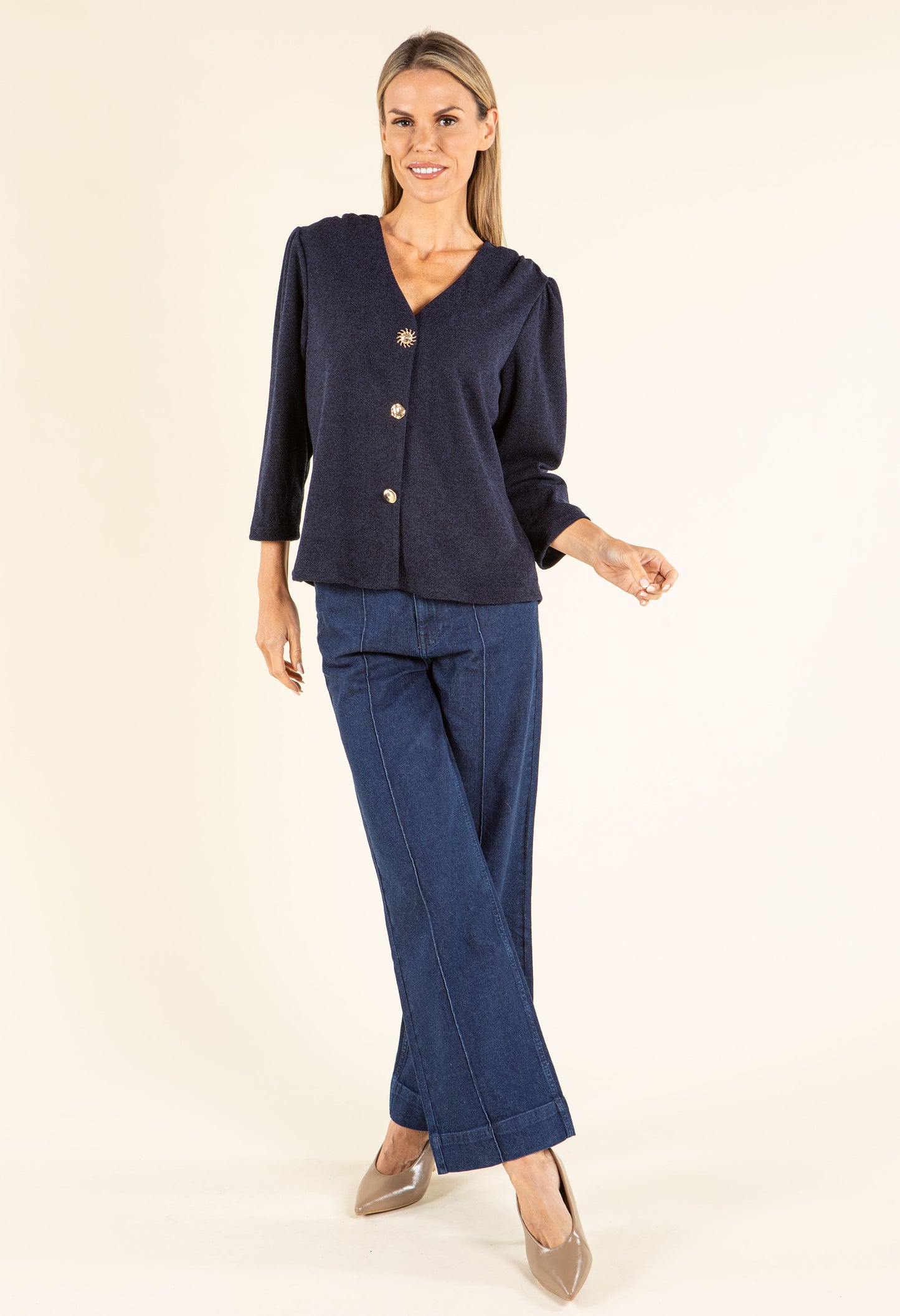 Gold Button Knit Cardigan