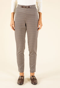 Houndstooth Buckle Detail Trousers