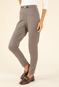 Houndstooth Buckle Detail Trousers