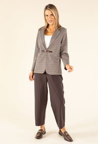 Houndstooth Buckle Detail Blazer