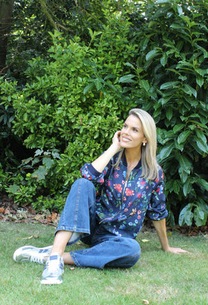 Floral Print Bomber Jacket