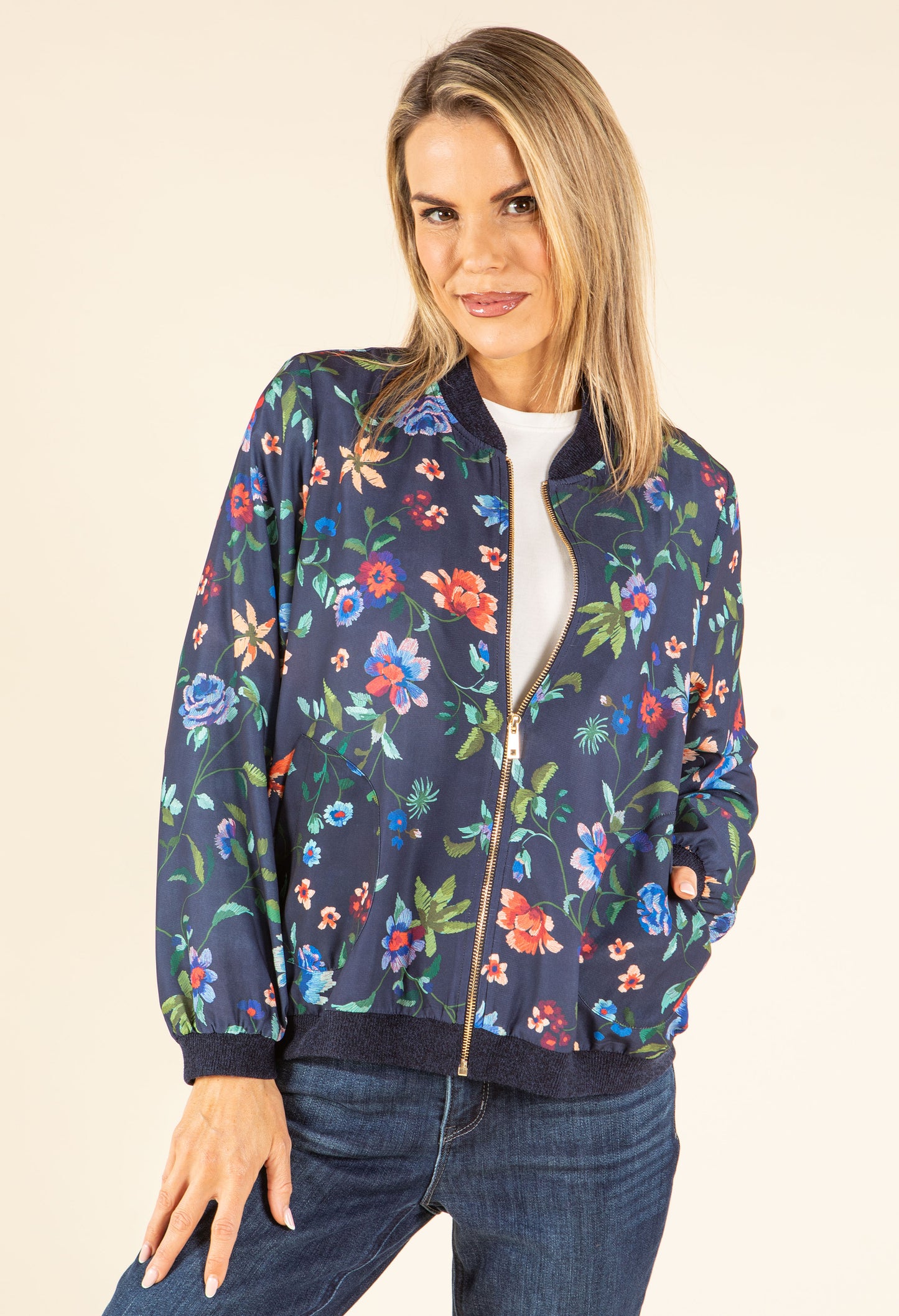 Floral Print Bomber Jacket