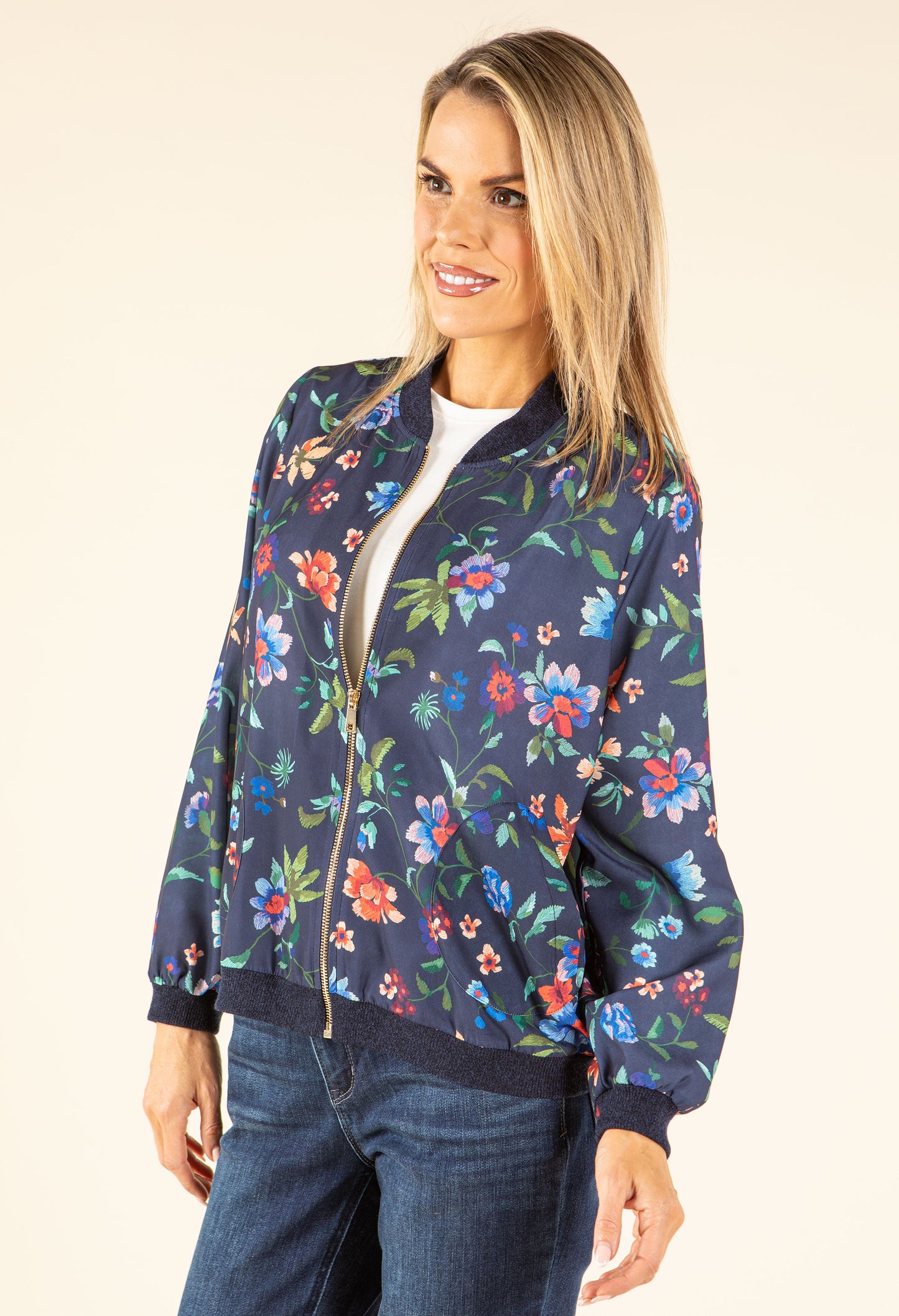 Floral Print Bomber Jacket