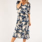 Floral Plisse Pleated Pop Over Dress