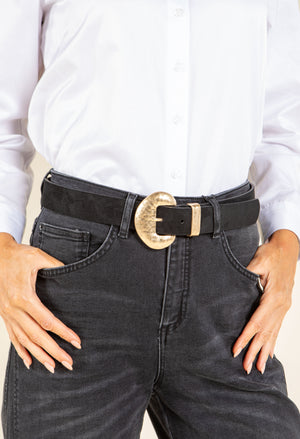 Gold buckle Suedette Belt