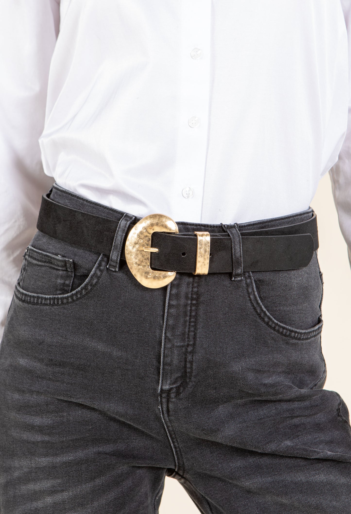 Gold buckle Suedette Belt