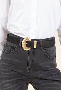 Gold buckle Suedette Belt