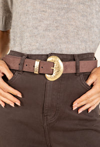 Gold buckle Suedette Belt