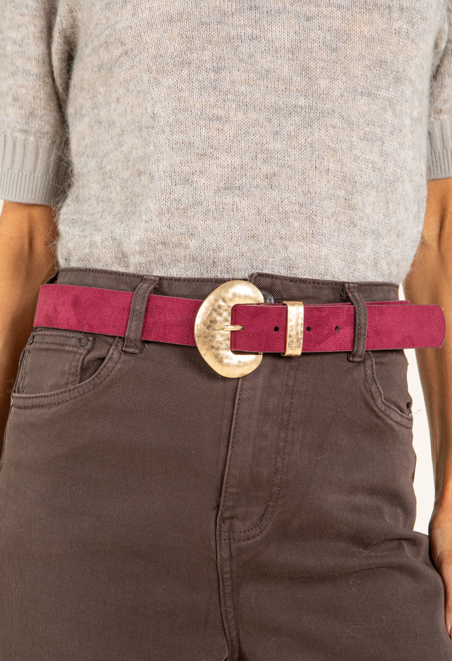 Gold buckle Suedette Belt