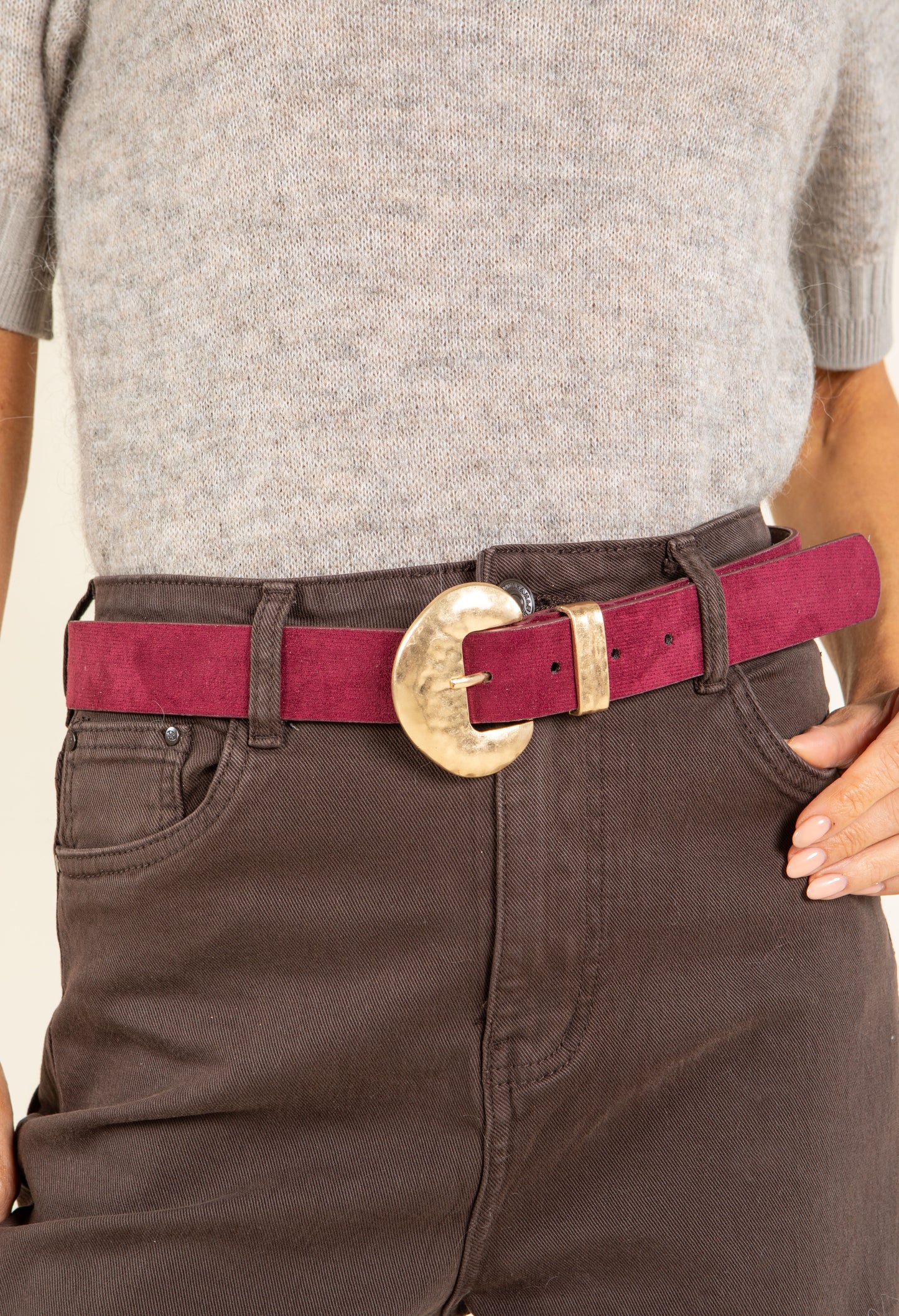 Gold buckle Suedette Belt