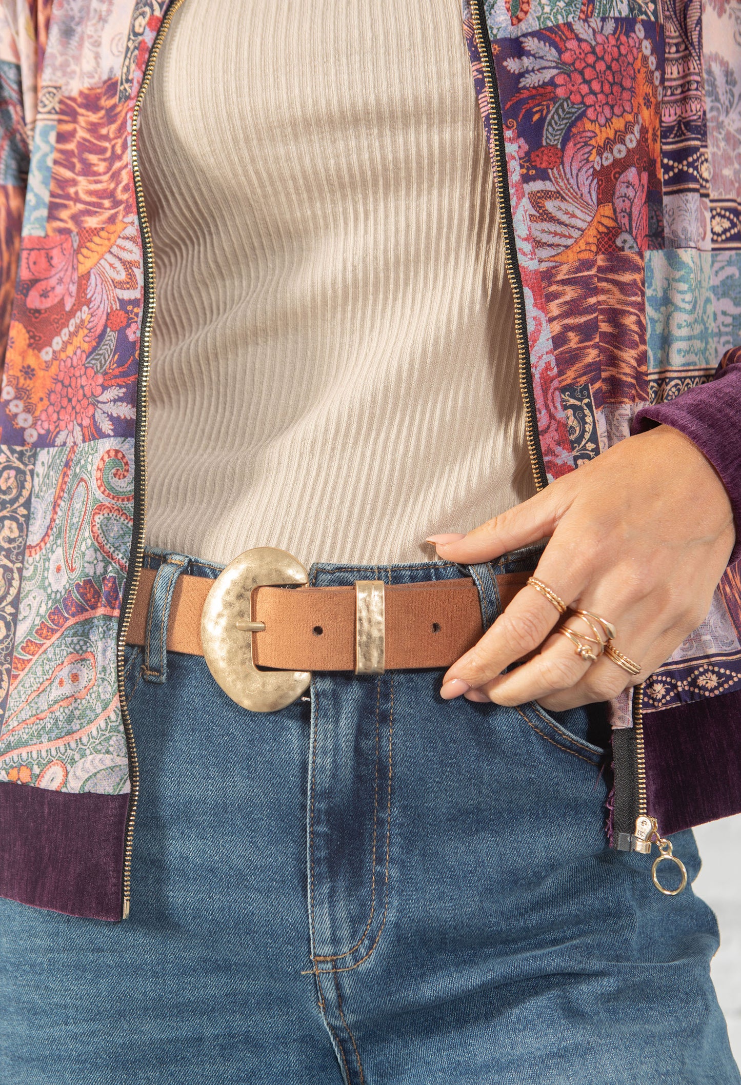 Gold buckle Suedette Belt