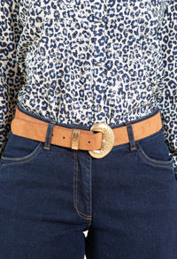 Gold buckle Suedette Belt