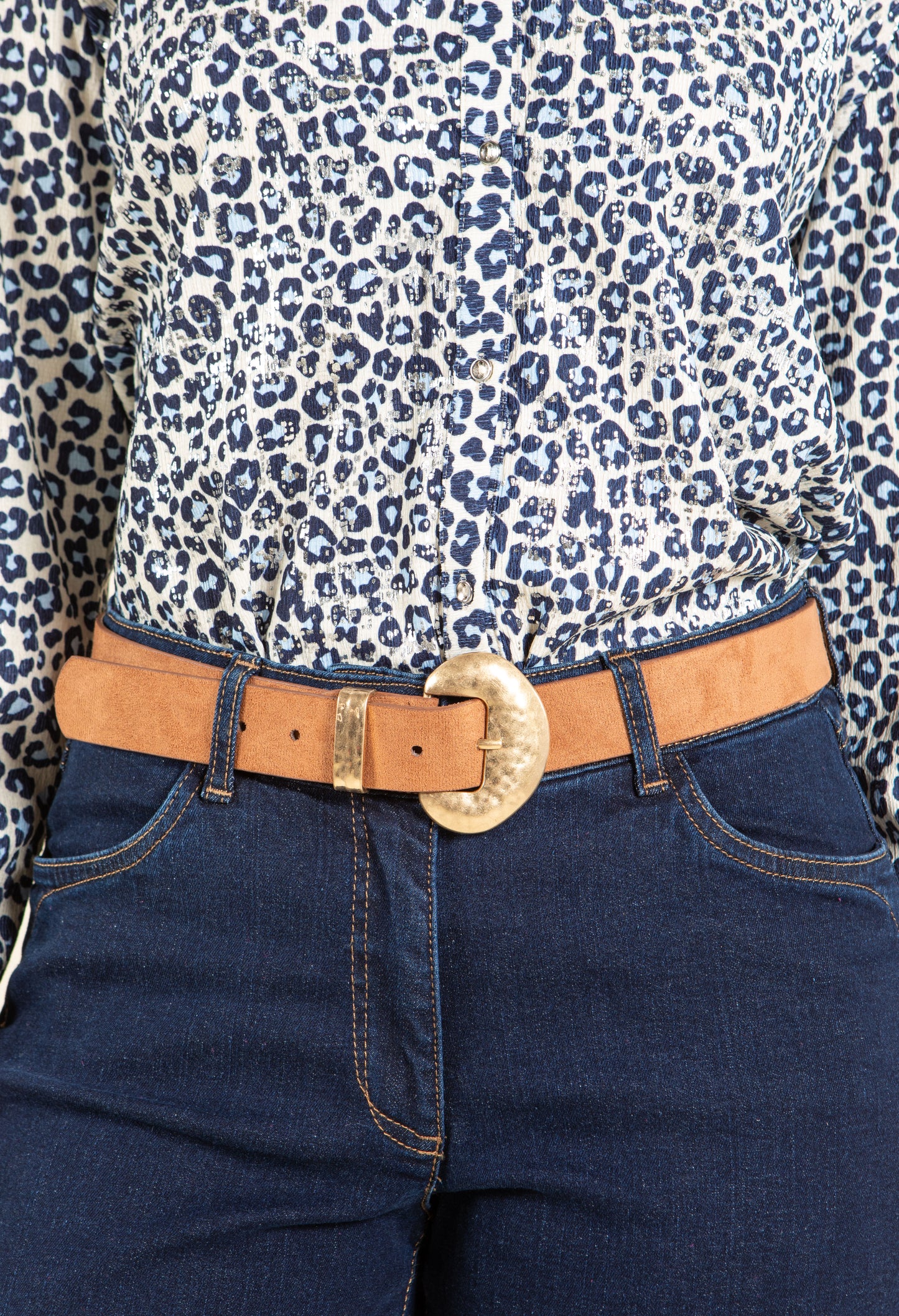 Gold buckle Suedette Belt