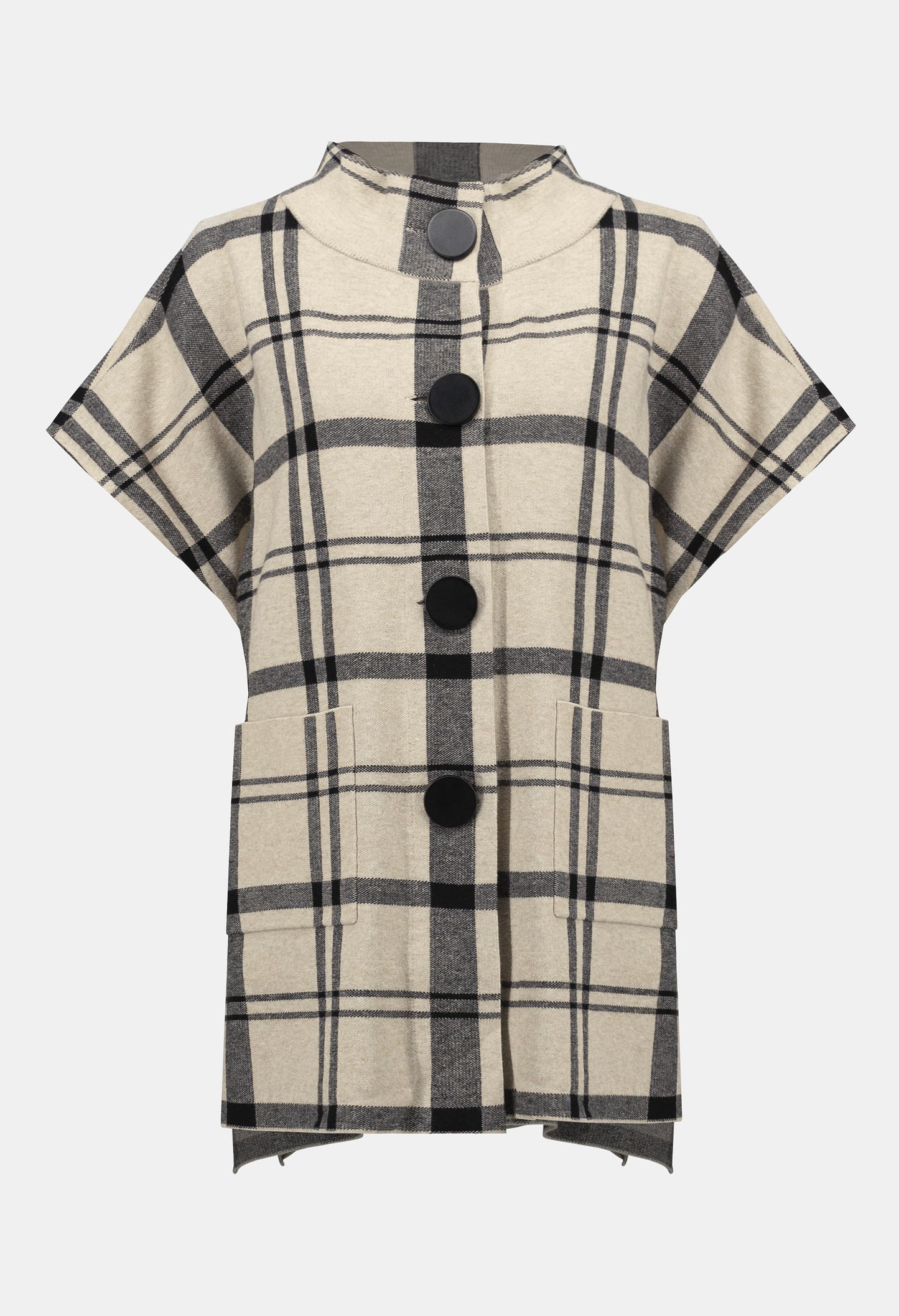 Plaid dress with buttons on a white background