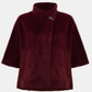 Burgundy fleece poncho on a white background
