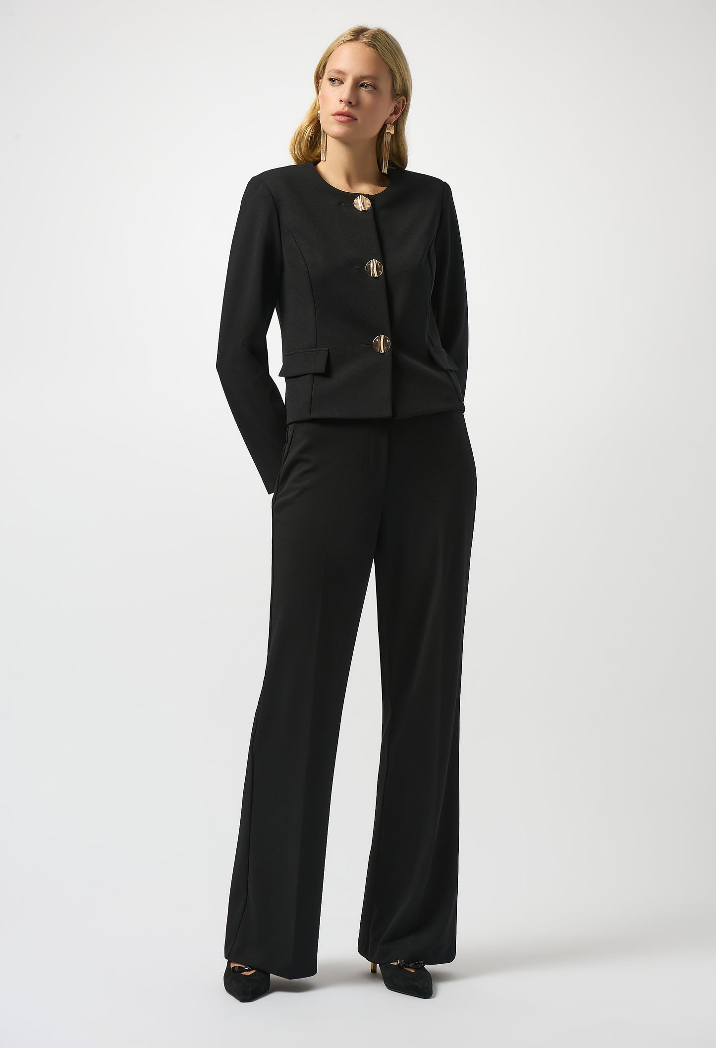 Formal Mid-Rise Flare Trousers