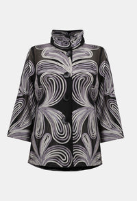 Black and white patterned coat on a white background