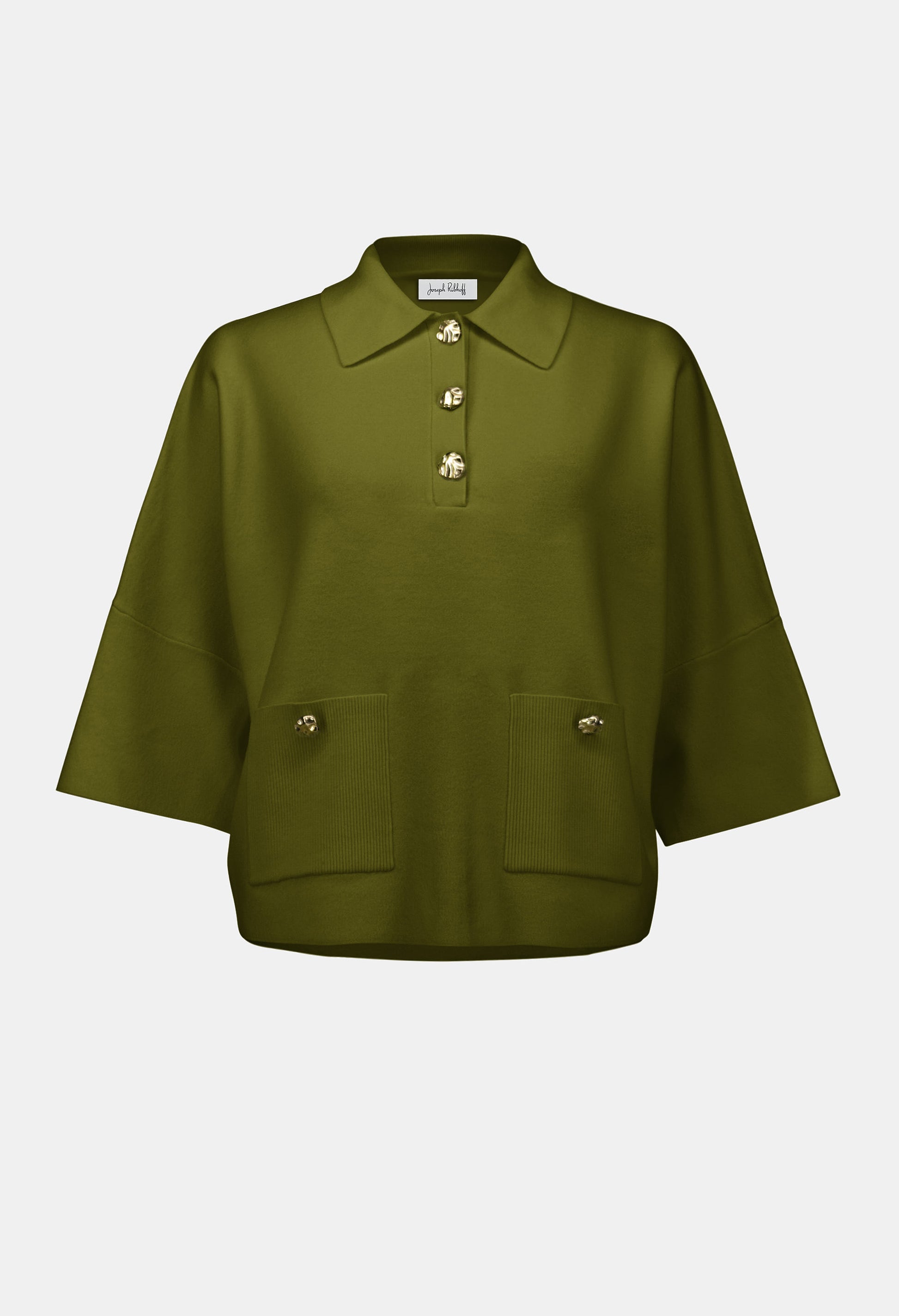 Green jacket with a collar on a white background