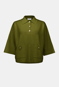 Green jacket with a collar on a white background