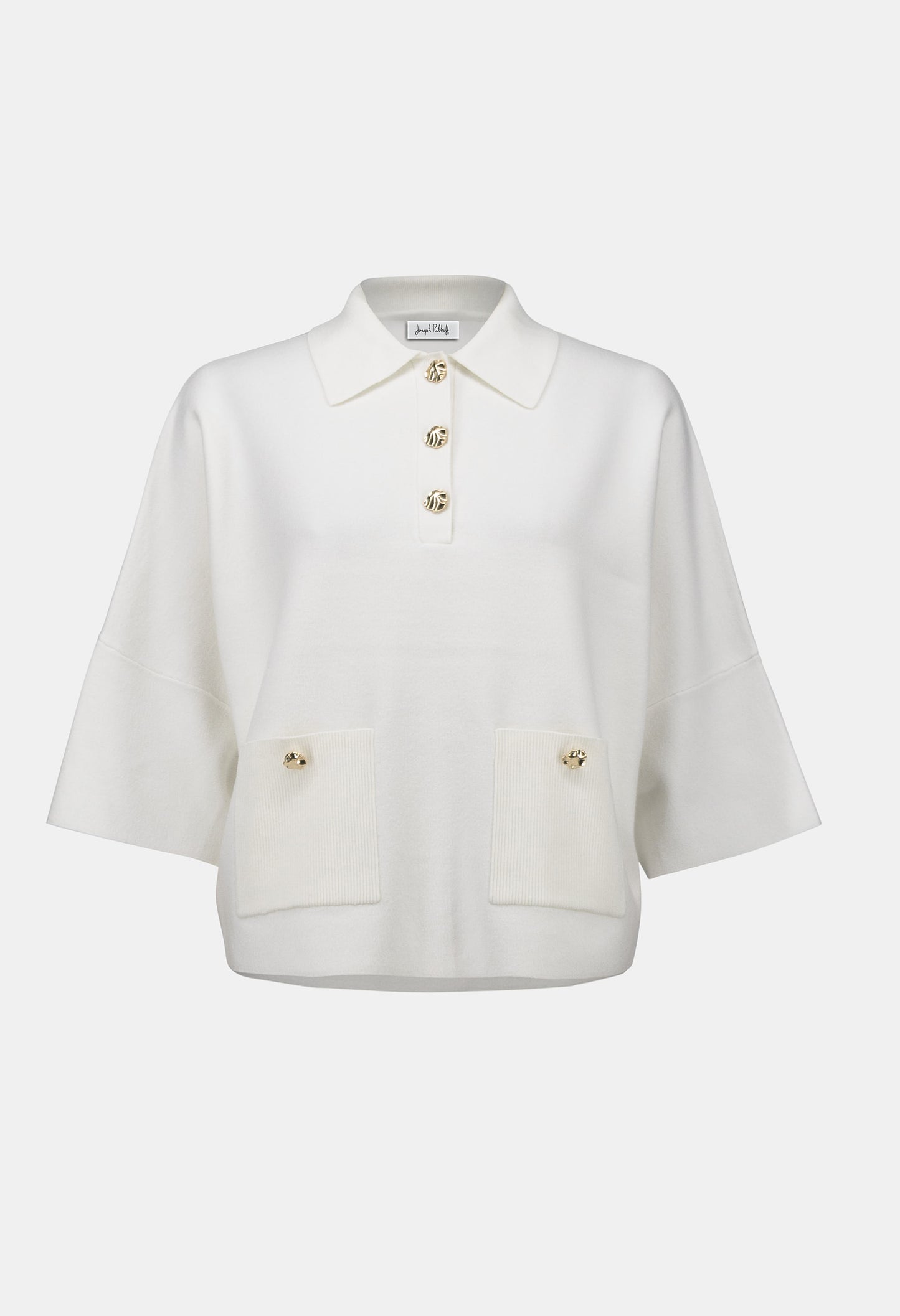 White jacket with gold buttons on a white background