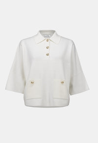 White jacket with gold buttons on a white background