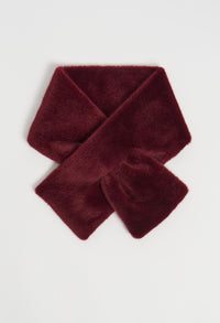 Burgundy scarf on a light gray background