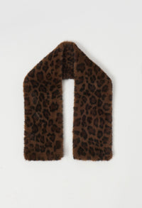 Brown leopard print scarf on a white background