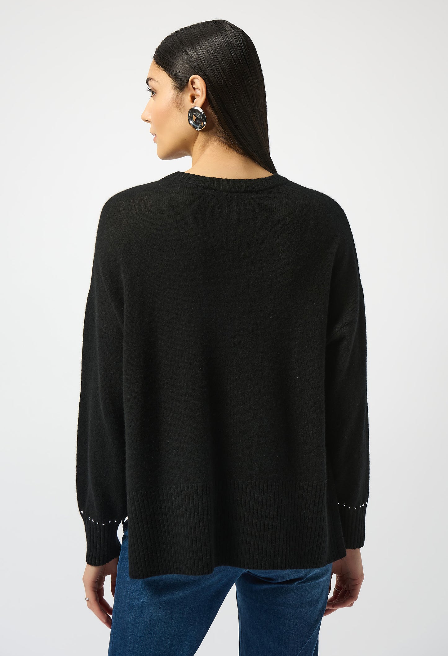 Cashmere Crew Neck Top With Stud Detailing