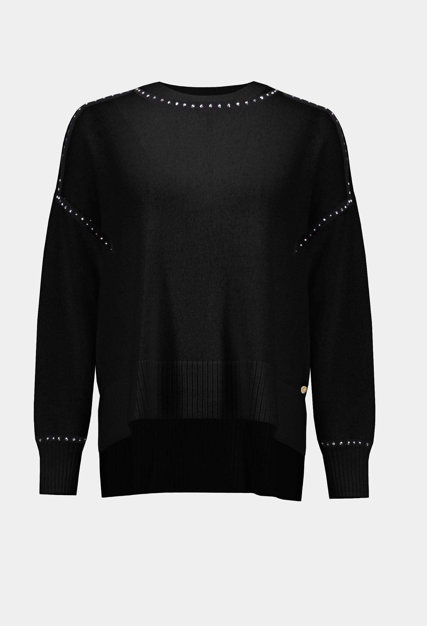 Cashmere Crew Neck Top With Stud Detailing