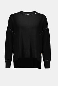 Cashmere Crew Neck Top With Stud Detailing