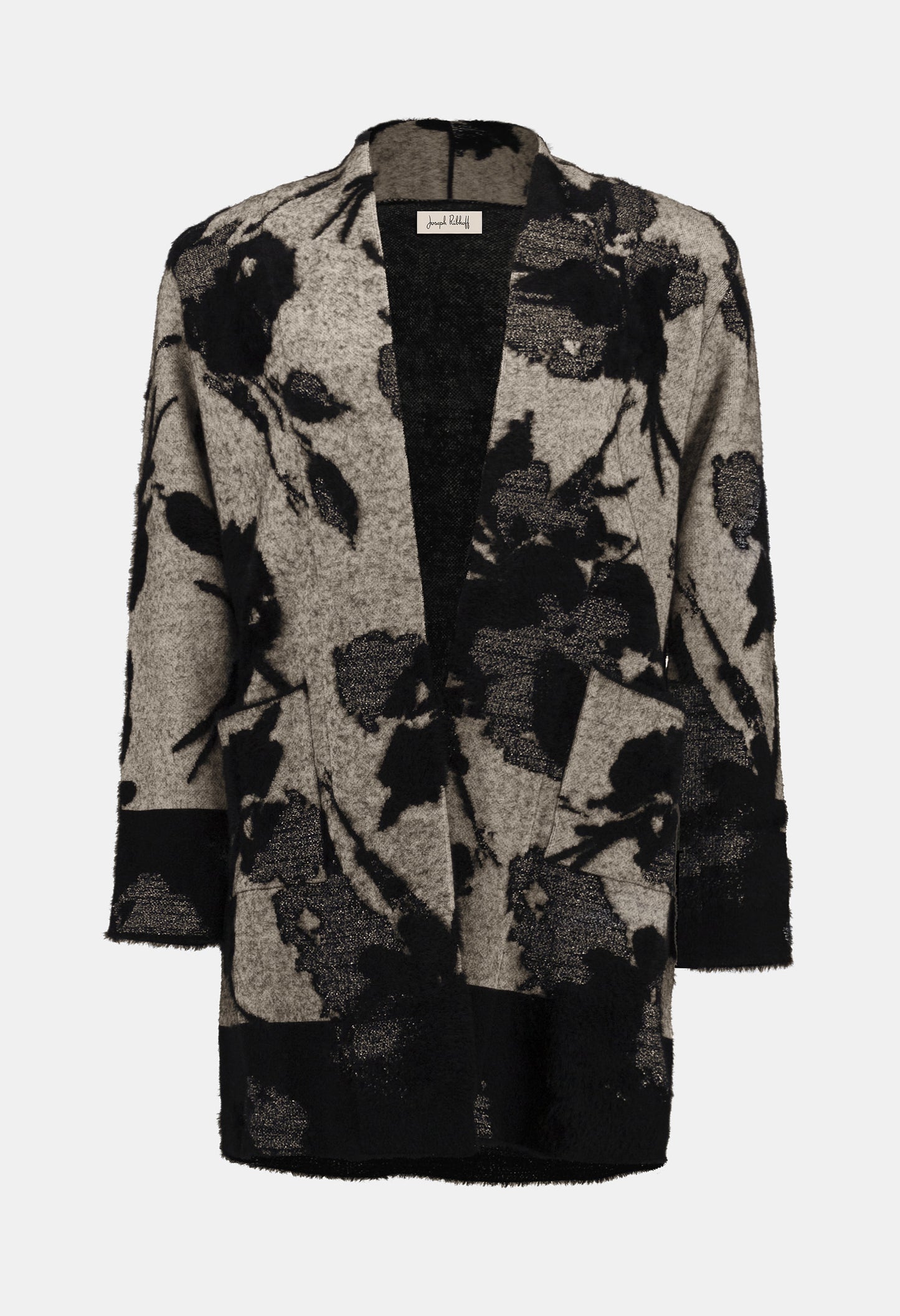 Floral patterned cardigan on a white background