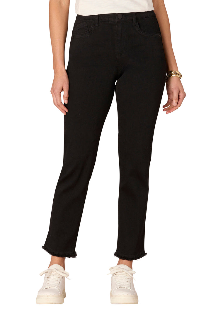 "Ab"solution High Rise Cascading Slim Straight Jeans