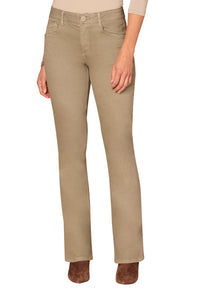 Beige jeans worn by a person on a white background