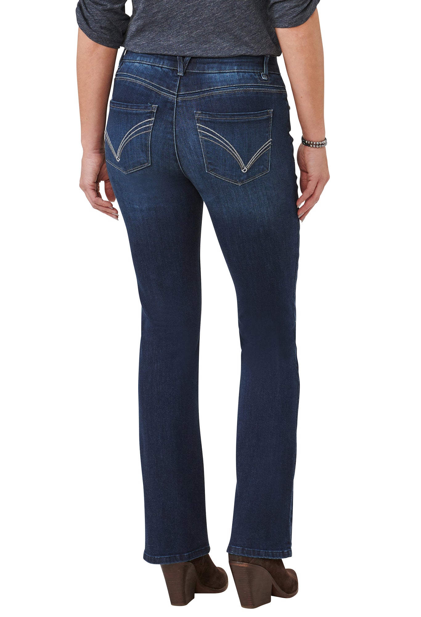 "Ab"solution® High Rise Embroidered Itty Bitty Boot Jean