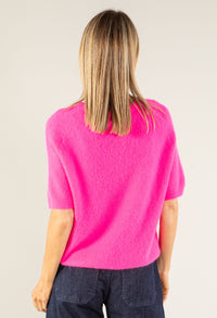 Round Neck Short Sleeve Sweater in Superfine Alpaca