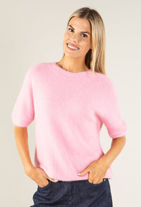 Round Neck Short Sleeve Sweater in Superfine Alpaca