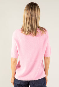Round Neck Short Sleeve Sweater in Superfine Alpaca