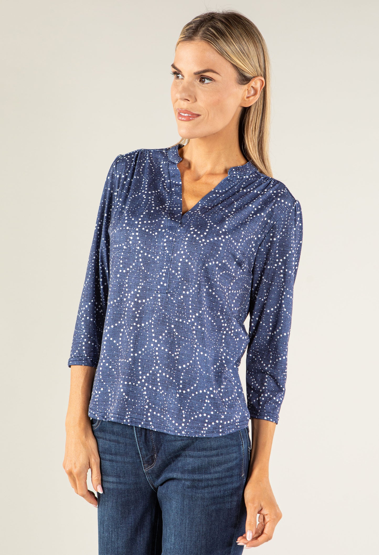 Denim Look V-Neck Top