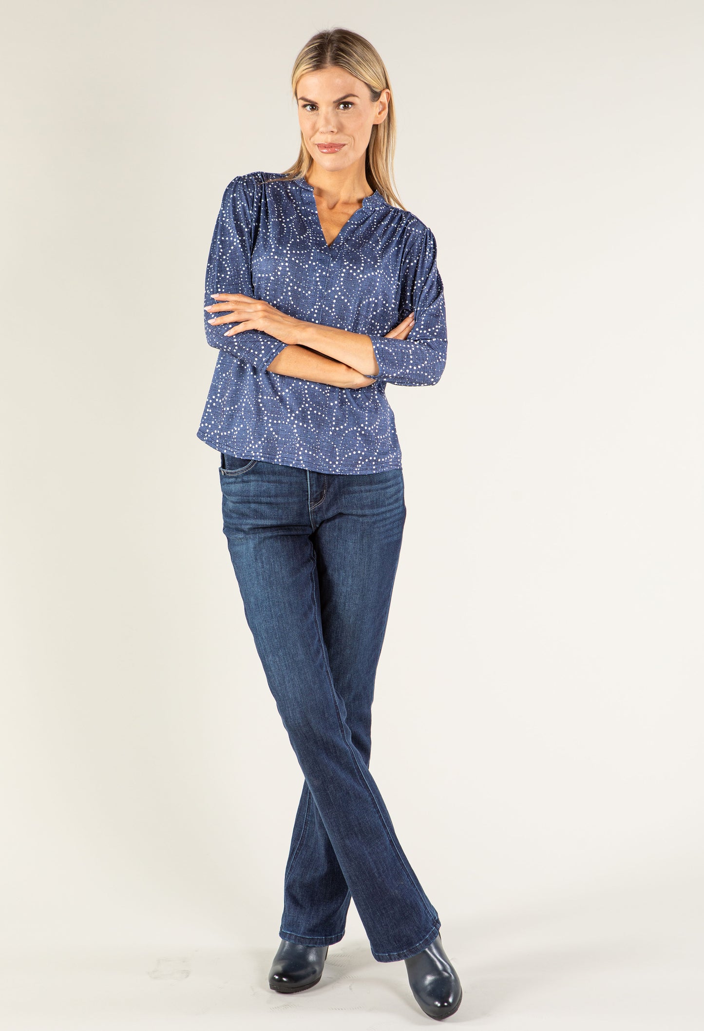 Denim Look V-Neck Top